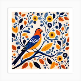 Talavera Pottery Mexico, Bird On a Branch, folk art, 116 Art Print