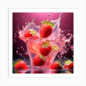 Strawberry splash 4 Art Print