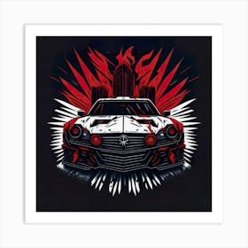 Car Red Artwork Of Graphic Design Flat (188) Art Print