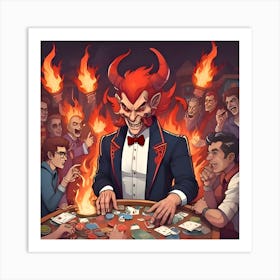 Devil's Card Game Art Print