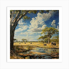 A Hwange National Park In Zimbabwe Oil Painting Art Print