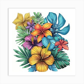 Tropical Flowers 1 Art Print