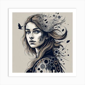 Vektor Create An Exquisite Ink Painting On White 1 Art Print