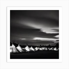 Teepees At Night 5 Art Print