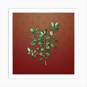 Vintage Evergreen Oak Botanical on Falu Red Pattern n.2296 Art Print