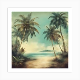 Palm Trees On The Beach Art Print