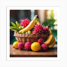 Nature's Sweetness: Tropical Fruits Basket Art Print