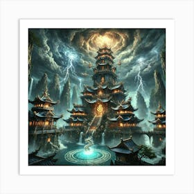 A Dramatic Scene Of The Temple Of Storms Art Print