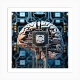 Brain On A Circuit Board 82 Art Print