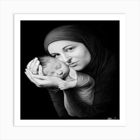 Portrait Of A Woman Holding A Baby Art Print