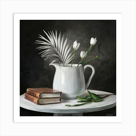 Tulips And Books Art Print