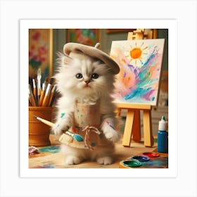 Cute Kitten Painting Art Print