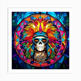 Stained Glass Skull Art Print