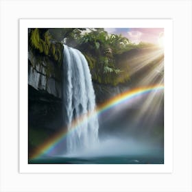 Rainbow Over Waterfall Art Print