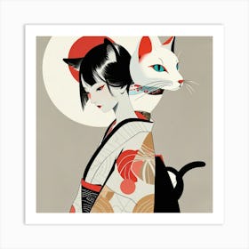 Japanese woman-cat 2 Art Print