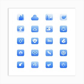 Abstract Vector Icons Shades Of Blue And Gray For Web Navigation Gradient Shading Minimalist Des (4) Art Print