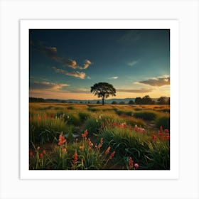 Sunset In The Meadow 13 Art Print