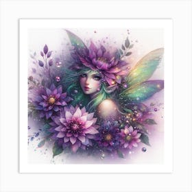 Fairy With Flowers Art Print