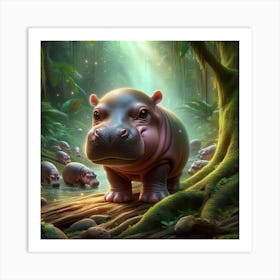 Hippo In The Jungle Art Print