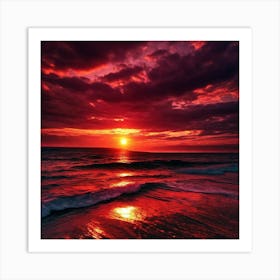 Sunset Over The Ocean 180 Art Print