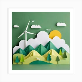 Landscape With Wind Turbines Art Print