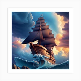 Sailing Ship In The Ocean Art Print