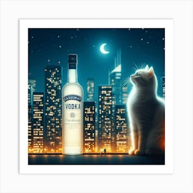 Vodka Cat Art Print