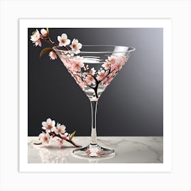 Cherry Blossom Martini Art Print