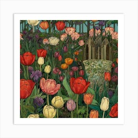 Tulips In The Garden 16 Art Print