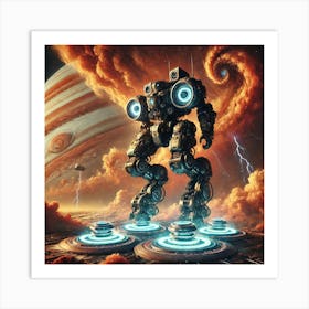 A Sci Fi Depiction Of A Giant Mech Equipped With A Art Print