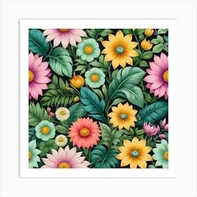 Floral Seamless Pattern 20 Art Print