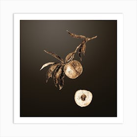 Gold Botanical Peach on Chocolate Brown n.3929 Art Print