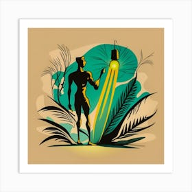 Man In The Jungle with Light Art Print