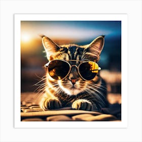 Cat In Sunglasses 17 Art Print