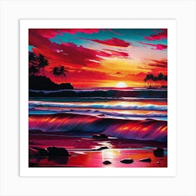 Sunset At The Beach 228 Art Print