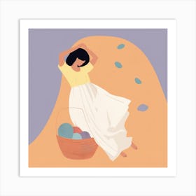 Easter Girl With Basket Art Print