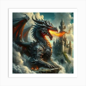 Dragon With Castle Art Print