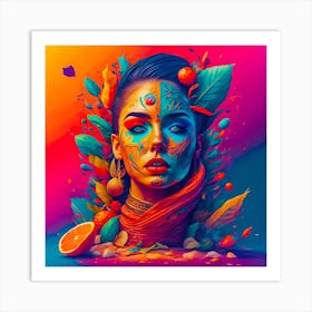 Woman With Colorful Makeup Art Print