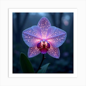 A Dreamy Orchid With Petals Of Glowing, Ethereal Patterns In A Mystical, Twilight Garden 1 Art Print