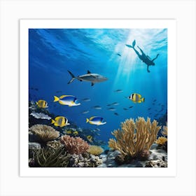 An Underwater Seascape Image Capturing The Beauty Of The Ocean Depths Art Print