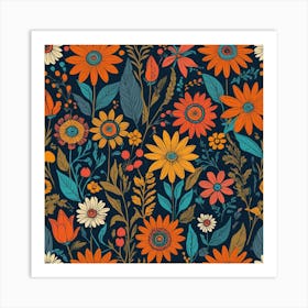 Floral Seamless Pattern 2 Art Print