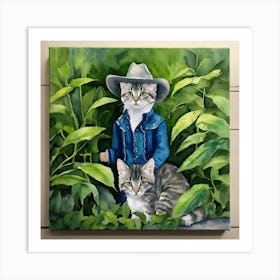 Cowboy Cats Art Print