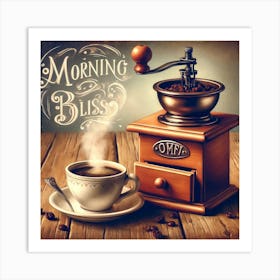 Morning Bliss Coffee Lover Wall Print Art A Nostalgic And Comforting Scene Celebrating The Joy Of Morning Coffee, Perfect For Adding A Cozy Touch To Any Space Art Print