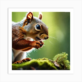 Squirrel Eating Moss Art Print