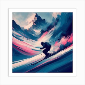 Skiing in paradise Art Print