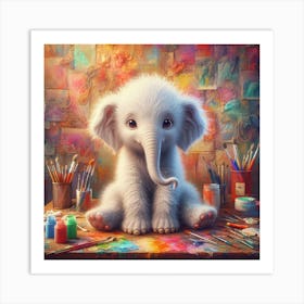 Little Artist Elephant Art Print