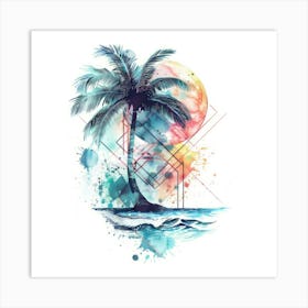 Palm Tree On The Beach 5 Art Print