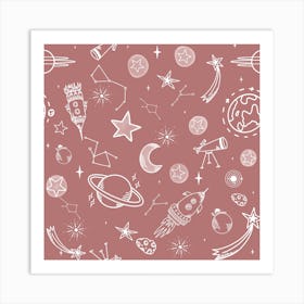 Space Voyage Rose Art Print