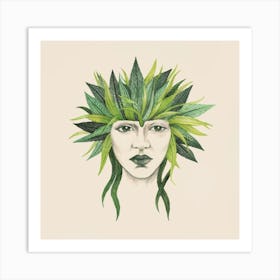 Woman With Green Hair Art Print