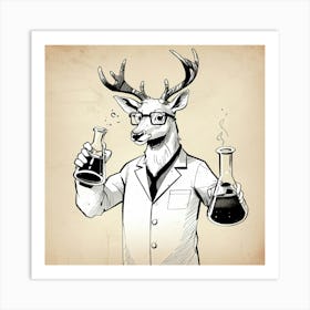 Deer In Lab Coat Art Print